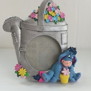 Disney Winnie the Pooh Eeyore Picture Frame 3"x3" Watering Can & Flowers
